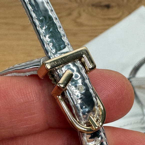 BRAND NEW Larroudé Gio Sandal In Silver Metalic Specchio Block Heel, Size 8 - Picture 7 of 11